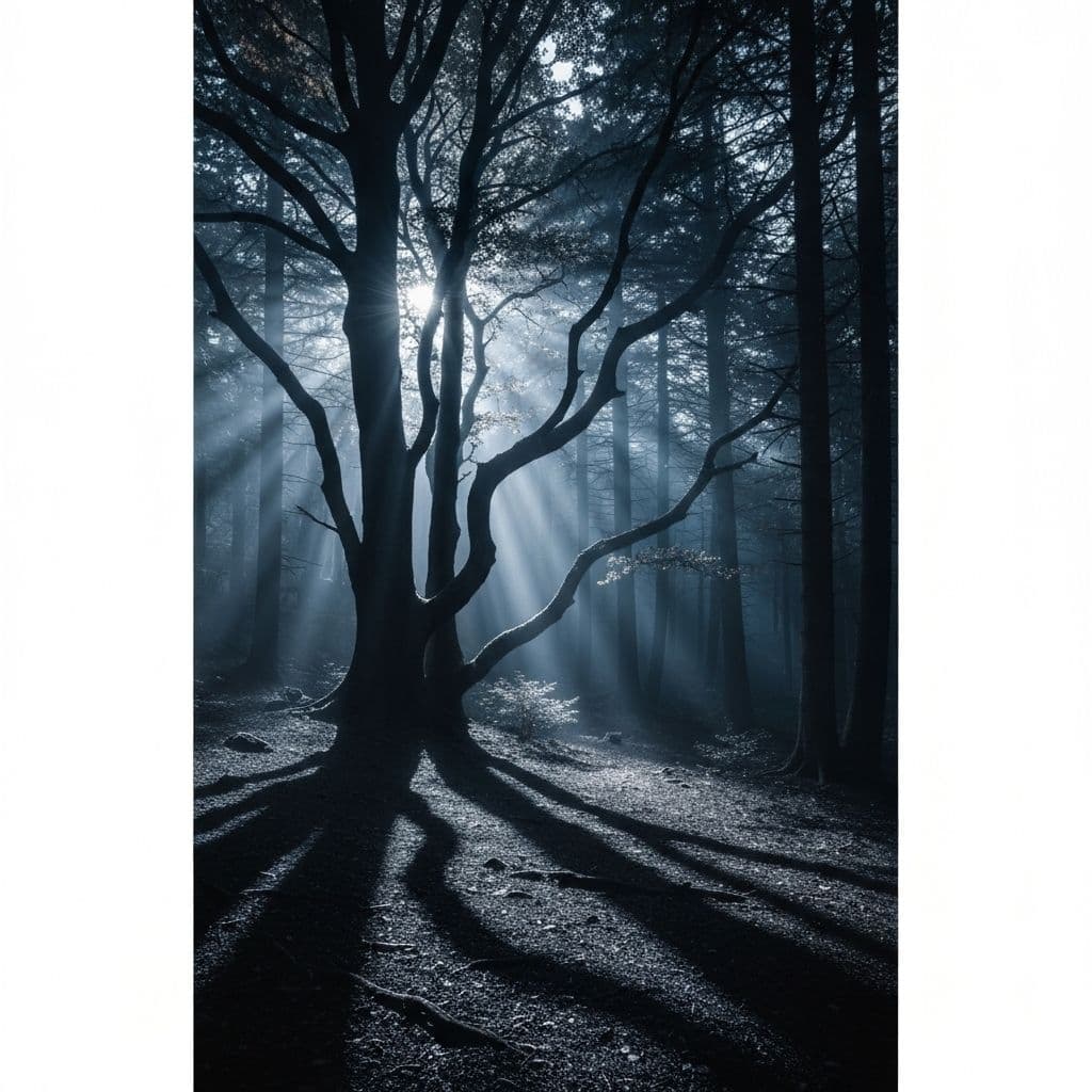 Dark moody forest background